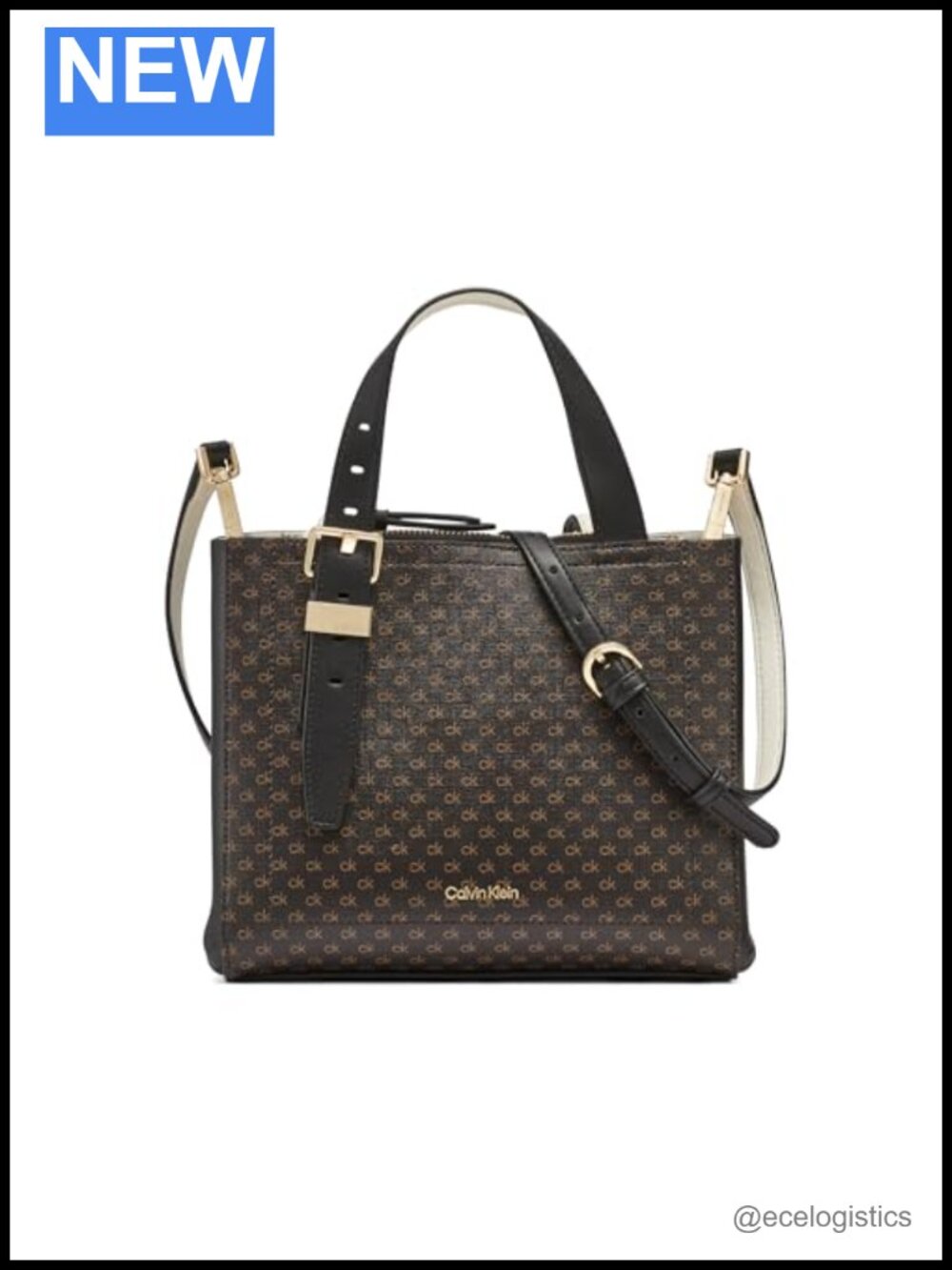 Vegan Leather Triple Compartment Crossbody Bag with Center Divide, Snap Closure